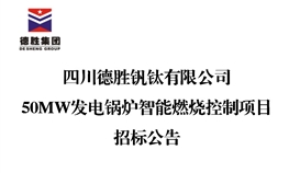 四川太阳成集团tyc151cc钒钛有限公司50MW发电锅炉智能点火节制项目招标布告