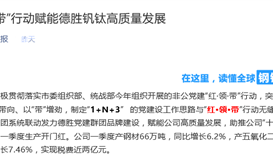 《世界金属导报》公家号：：“红?领?带”行动赋能太阳成集团tyc151cc钒钛高质量发展
